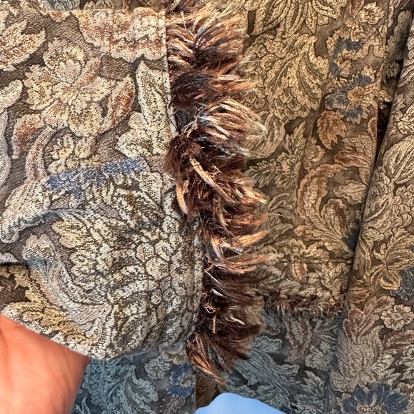 Vintage 90s Gotcha Covered Size Large Floral Blazer Fringe Neck Cuffs Tapestry - Picture 4 of 9